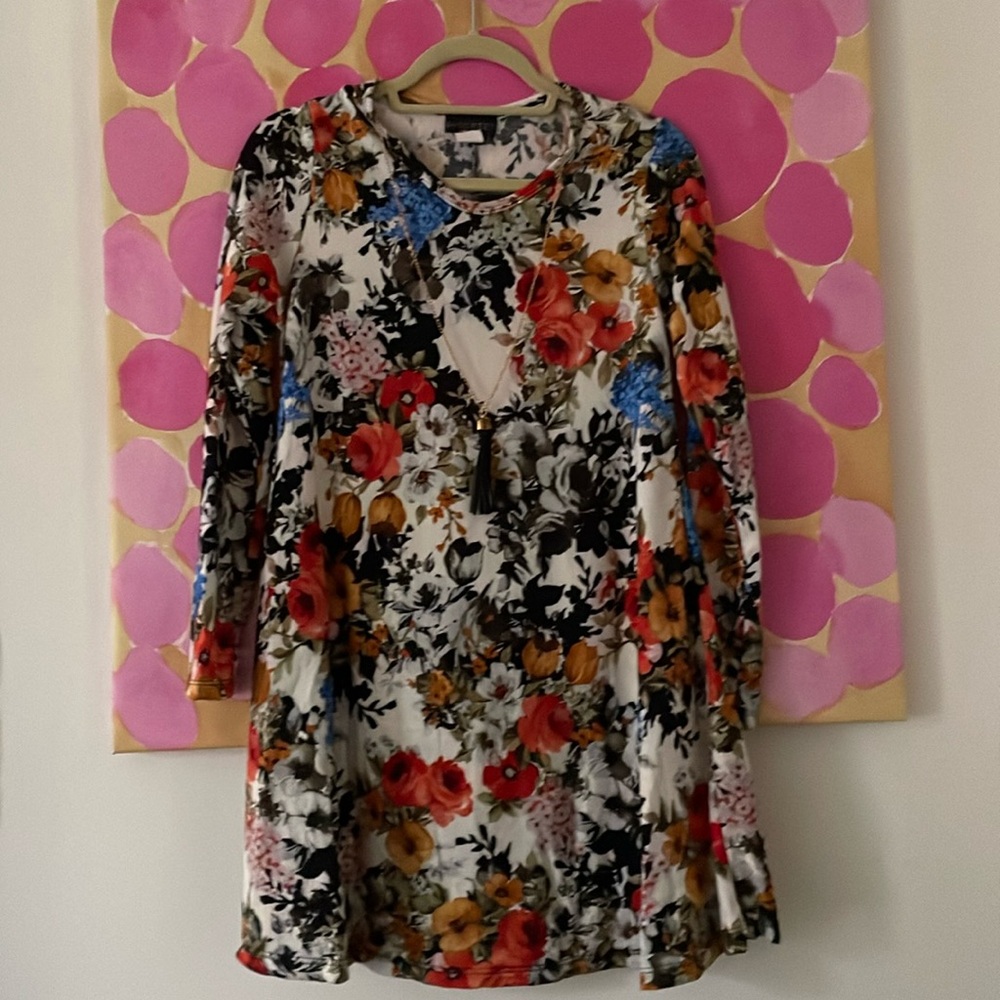 Floral Long Sleeve Dress by Discreet 🌹 Black & Orange | NWT | Size S 🥀
